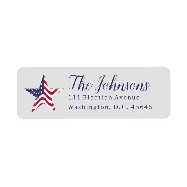Patriotic Star Return Address Label American Flag (Front)