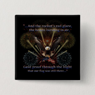 Patriotic Star-Spangled Banner Quote America  2 Inch Square Button