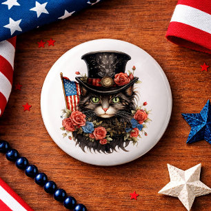 Patriotic Star Spangled Cat 1 Inch Round Button