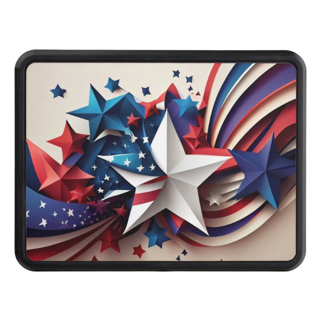 Patriotic Star Trailer Hitch Cover (Front)