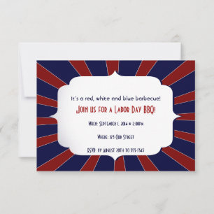 Patriotic Starburst Red White and Blue Labour Day Invitation