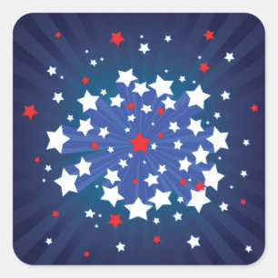 Patriotic Starburst Red White and Blue USA  Square Sticker