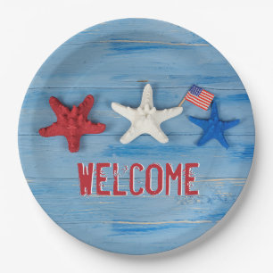 Patriotic Starfish Napkins Paper Plate