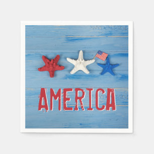 Patriotic Starfish With American Flag Napkin