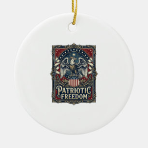 Patriotic Stargazer Vector Graphic Tee Ceramic Ornament