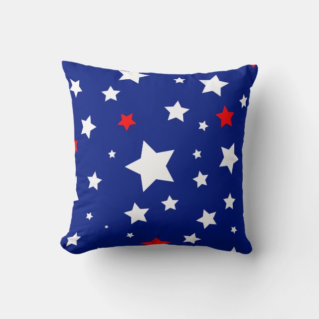 Patriotic Starry Throw Pillow (Front)
