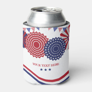 Patriotic stars and stripes 4th of July Can Cooler
