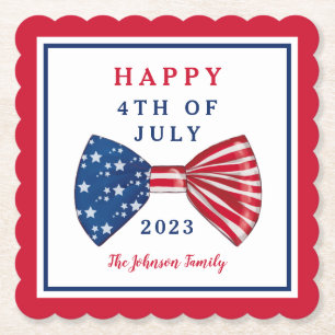 Patriotic Stars And Stripes 4th Of July Paper Coaster