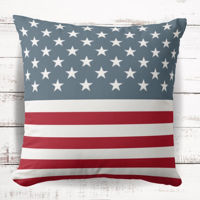 Patriotic Stars and Stripes American Flag Throw Pillow (Creator Uploaded)