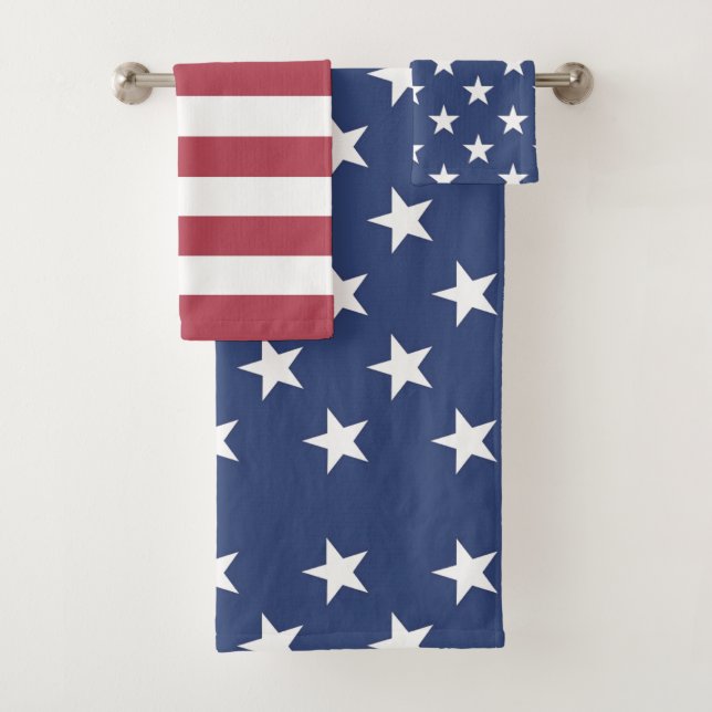 Patriotic Stars and Stripes Bath Towel Set (Insitu)