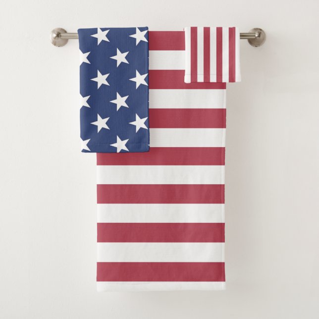 Patriotic Stars and Stripes Bath Towel Set (Insitu)
