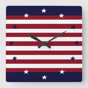 PATRIOTIC STARS AND STRIPES CLOCK
