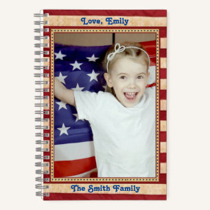 Patriotic Stars and Stripes Custom Photo Notebook