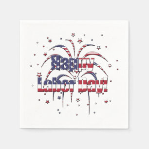 Patriotic Stars and Stripes Happy Labour Day Napkin