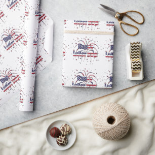 Patriotic Stars and Stripes Happy Labour Day Wrapping Paper