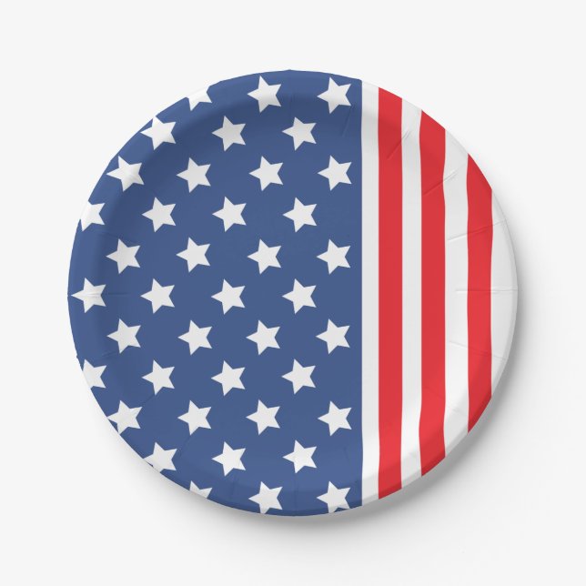 Patriotic stars and Stripes Paper Plate (Front)