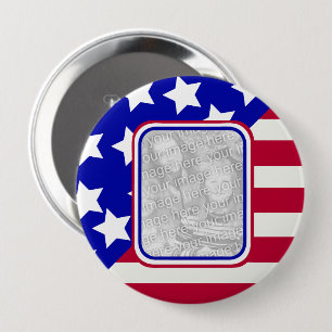 patriotic Stars and stripes photo frame 4 Inch Round Button