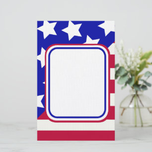 patriotic Stars and stripes photo frame Stationery