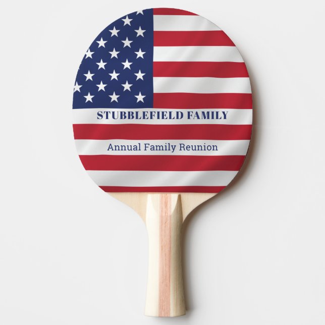 Patriotic Stars and Stripes Red Blue White Family  Ping Pong Paddle (Front)