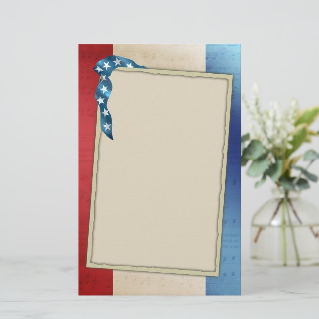 Patriotic Stars and Stripes Stationery (Standing Front)