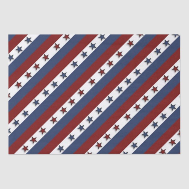 Patriotic Stars and Stripes Tissue Paper (Front)