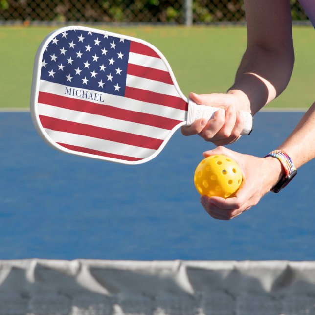 Patriotic Stars and Stripes USA Flag Pickleball Paddle (Insitu)