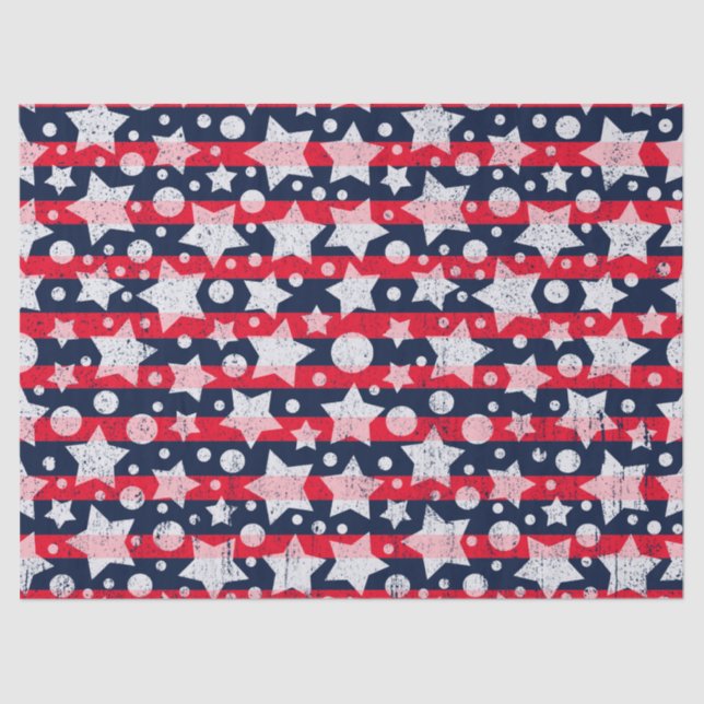 Patriotic Stars and Stripes Vintage Tissue Paper (Front)