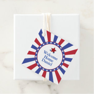 Patriotic Stars and Stripes Welcome Home Favour Tags