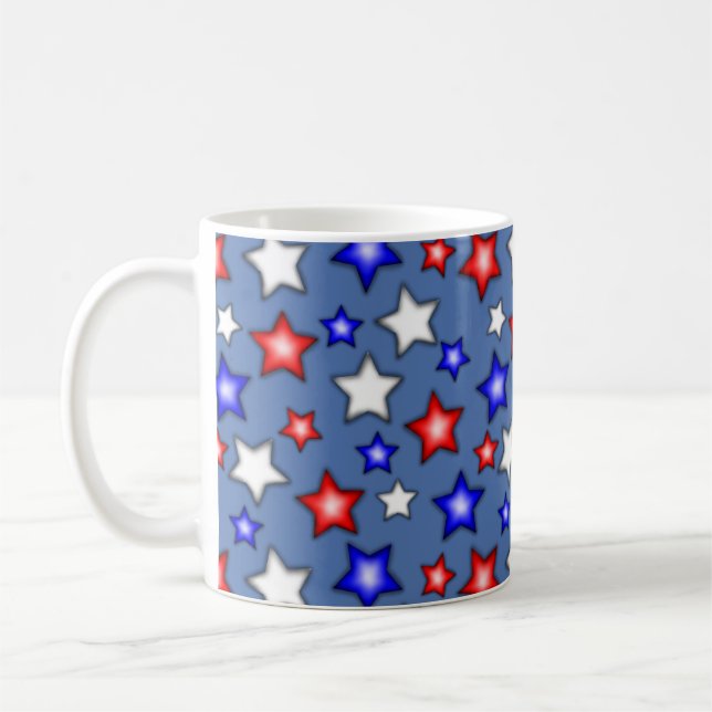 Patriotic Stars - Blue Coffee Mug (Left)