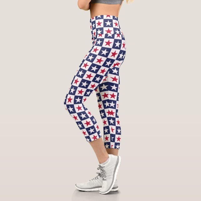 Patriotic Stars  Capri Leggings (Left)
