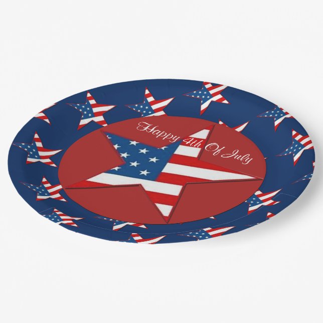 Patriotic Stars Fourth Of July Paper Plates 2 (Angled)