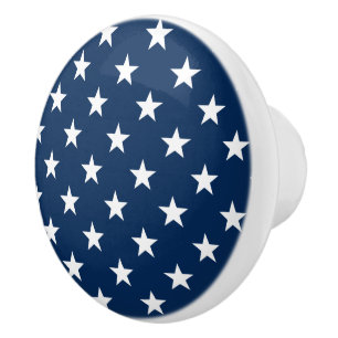 Patriotic stars navy blue ceramic pull knobs