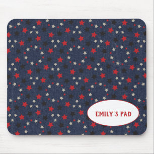 patriotic stars on blue with name mouse pad