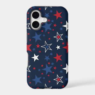 Patriotic Stars on Navy Blue Seamless Pattern