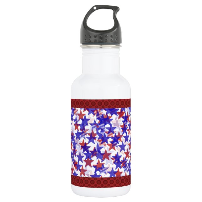 Patriotic Stars Recycled Aluminum 532 Ml Water Bottle (Front)