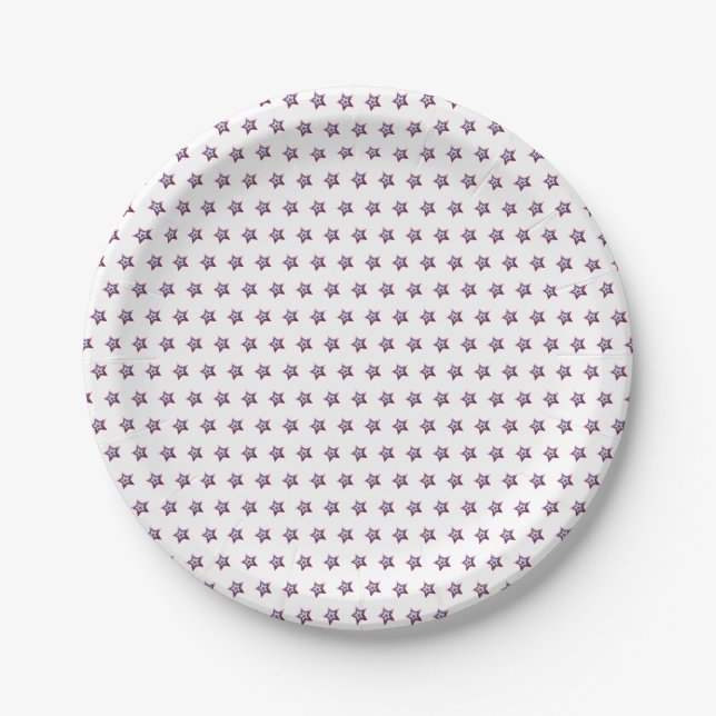 Patriotic Stars Red White Blue Modern USA Stars Paper Plate (Front)