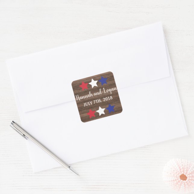 Patriotic Stars Rustic Fourth of July Stickers (Envelope)