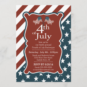 Patriotic Stars & Stripe 4th of July Party Invitation