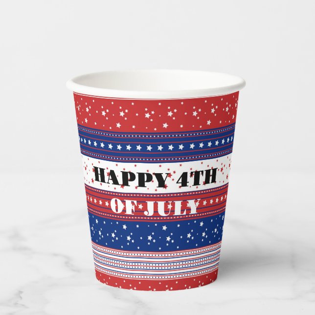 Patriotic Stars & Stripes Abstract American Flag 2 Paper Cups (Front)