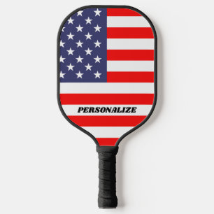 Patriotic stars stripes American flag personalized Pickleball Paddle