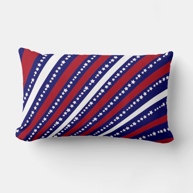 Patriotic Stars Stripes Freedom Flag 4th of July Lumbar Pillow (Front)