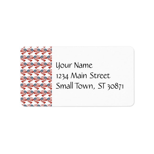 Patriotic Stars Stripes Freedom Flag Hearts Label (Front)