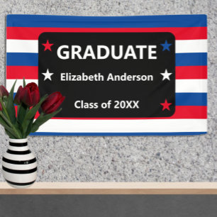 Patriotic Stars & Stripes Graduation Banner
