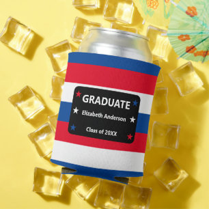 Patriotic Stars & Stripes Graduation Can Cooler