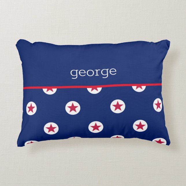 Patriotic Stars Stripes NAME Home Decor Fun Accent Pillow (Front)