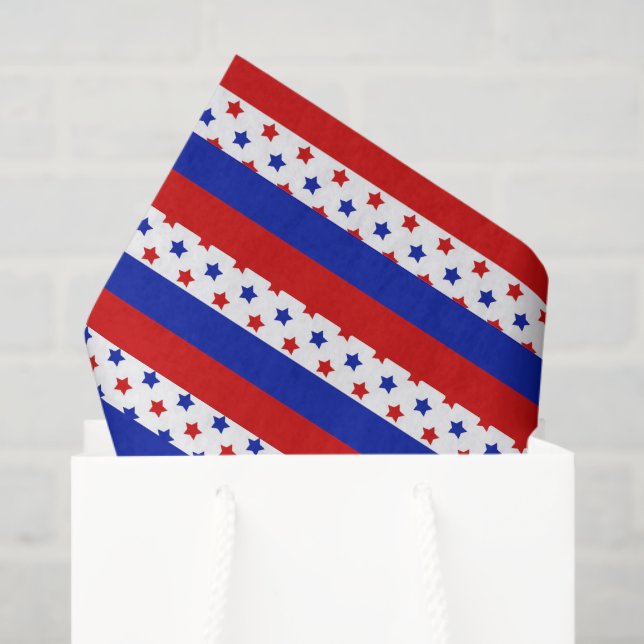 Patriotic stars stripes pattern party tissue paper (Gift Bag)