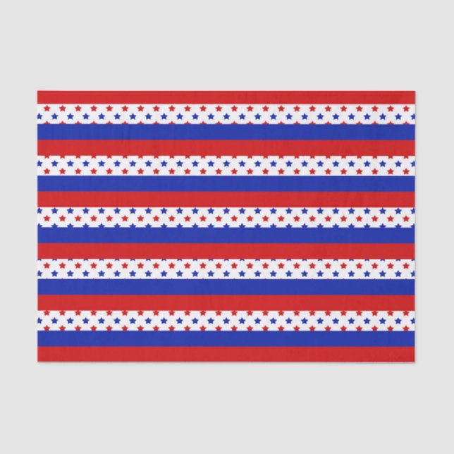 Patriotic stars stripes pattern party tissue tissue paper (Front)