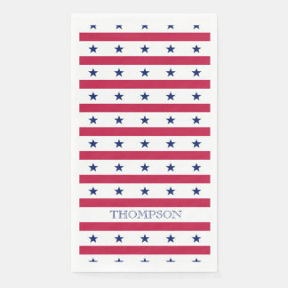 Patriotic Stars Stripes Red White Blue Name Napkin