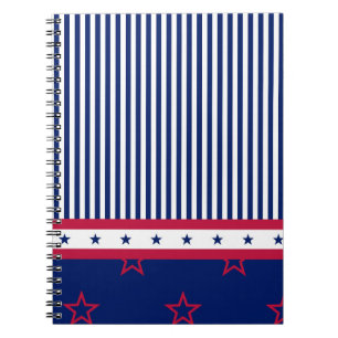 Patriotic stars stripes red white blue USA Freedom Notebook