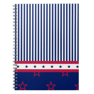 Patriotic stars stripes red white blue USA Freedom Notebook
